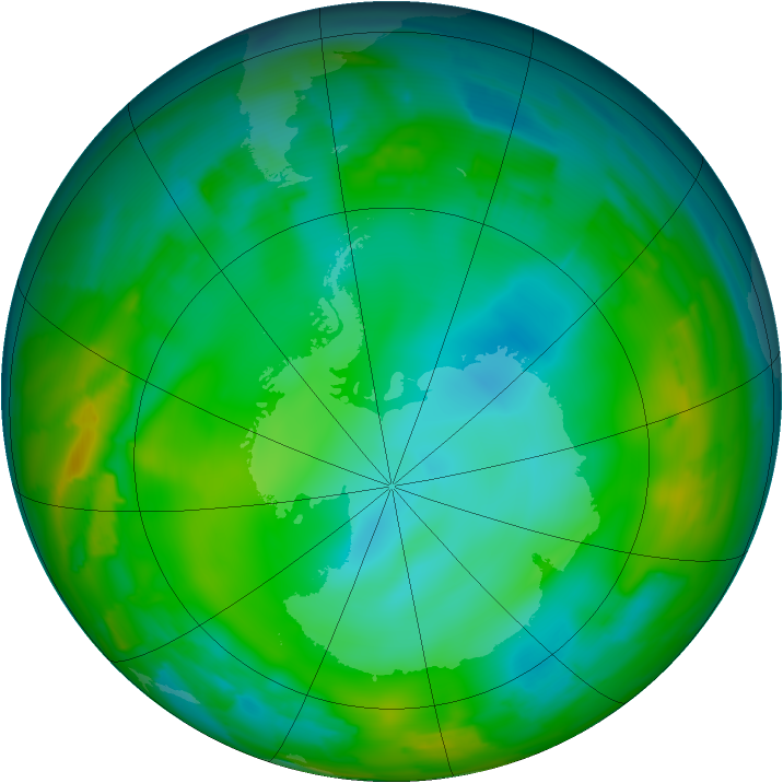 Antarctic ozone map for 10 July 2012